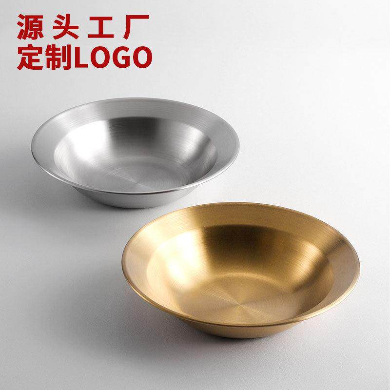 不锈钢圆盘西餐意面盘子草帽盘水果沙拉盘商用菜盘小龙虾盆定制