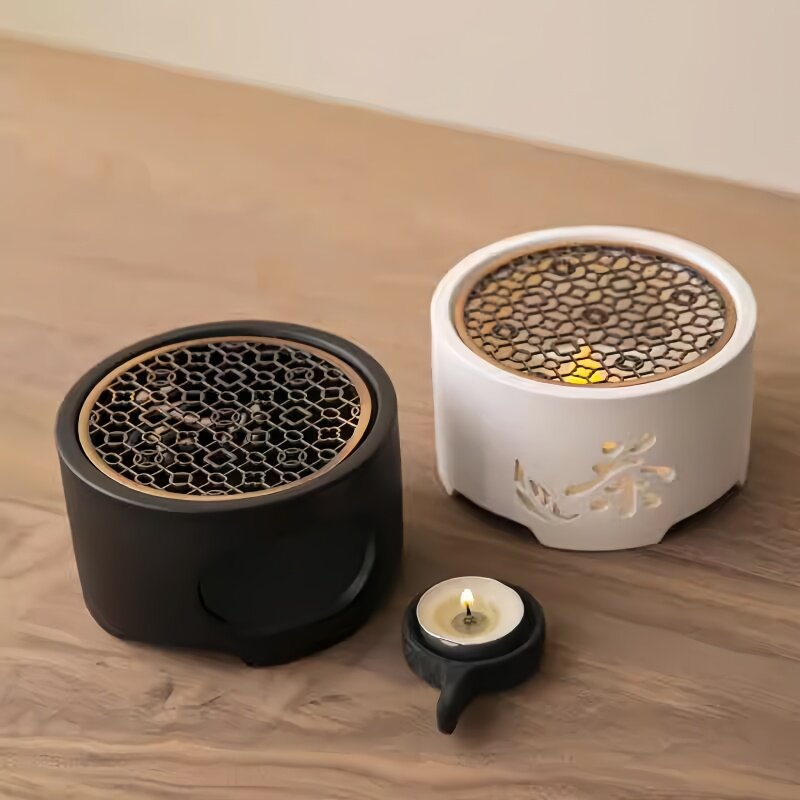 日式蜡烛加热煮茶炉温茶器围炉煮茶家用花茶壶暖茶炉保温陶瓷底座