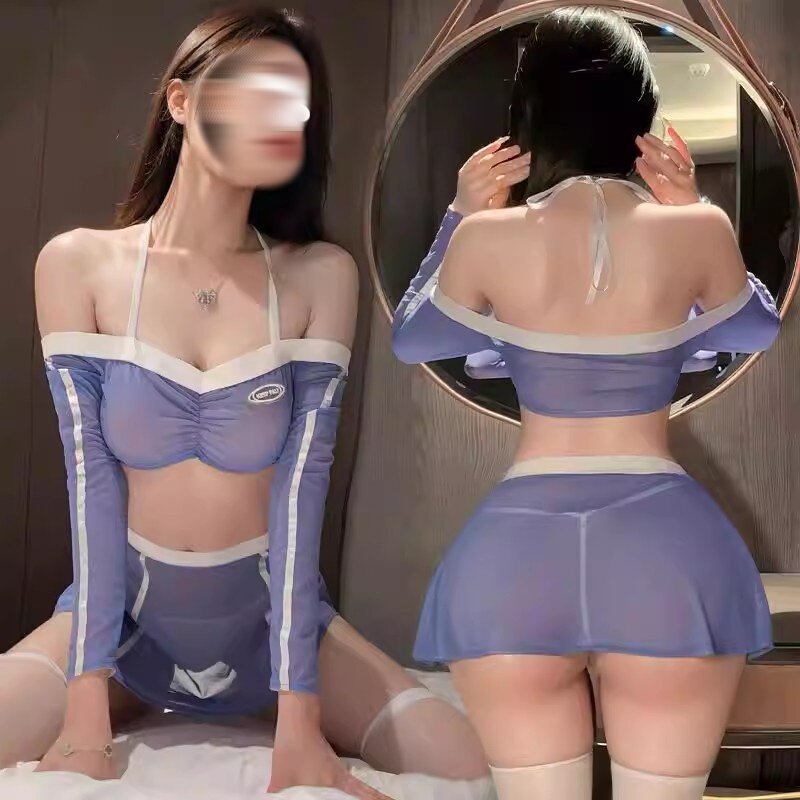 性感足球宝贝制服套装女cos露肩短裙情调禁欲系抹胸