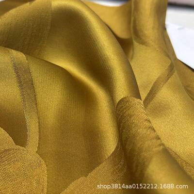 金色高端花布零剪过泥提香云纱袍布料风国服装面料NDX丝滑旗面料