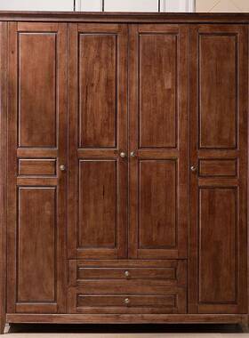 式实木美衣柜木四门衣41047柜可加柜衣服收纳柜储顶物衣橱卧室家