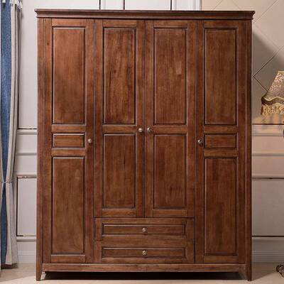 式实木美衣柜木四门衣41047柜可加柜衣服收纳柜储顶物衣橱卧室家