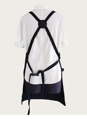 黑色棉料围裙时尚工作磨服耐简约字款o围腰定制lgo印5.25男女可用