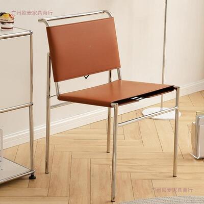 LWM中古马台鞍皮椅子家用休餐椅简约现代客厅阳靠背闲洽谈椅公办