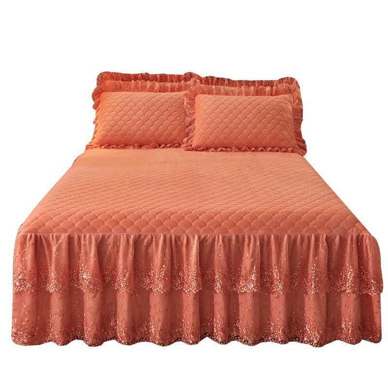 欧式水晶绒夹棉床裙单件纯色加厚保暖珊瑚绒床罩单防滑床垫保护,床上用品,床裙,淘宝优惠券,粉丝福利购,淘宝优惠卷