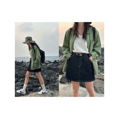 Time Jane Denim Short Skirt Womens Summer New Retro Washed