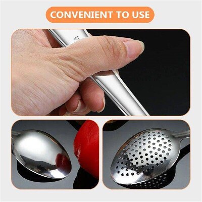 2 Pcs Stainless Steel Serving Spoon Kitchen Slotted