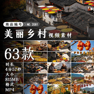 高清美丽乡村晒秋丰收视频素材