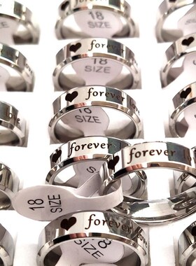 30pcs Heart  Love Stainless Steel 6mm Silver Plated Rings St