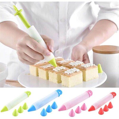 Silicone Cake Decorating Flower Pen 4-head Set Chocolate Cre
