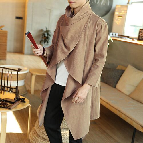 Mens tton And Linen Cloak Long Irregular Cloak 2025 Long Sl