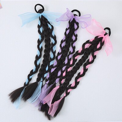 Childrens Cute tail Wigs Sweet Pigtail Bow tail Hair Access
