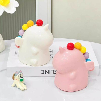 Cute Unicorn Fruit Fork Colorful Storage Ornament Creamy Sty
