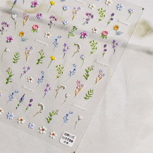 1pc Flower Nail ers Summer Floral Leaf Plant 5D Embossed Nai