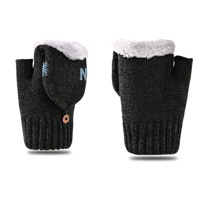 2024 Winter Warm Thickening Wool Gloves Knitted Flip Fingerl