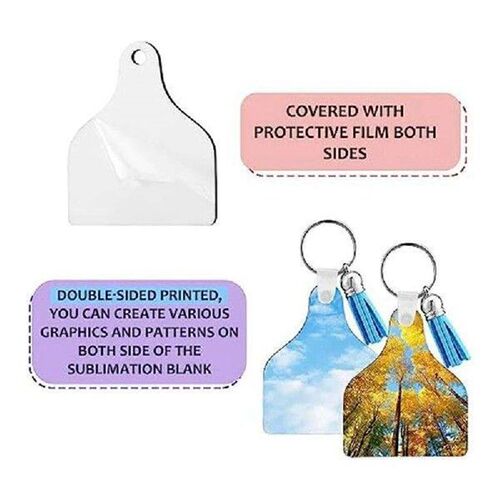 200 Pcs Cow Ear Tag Sublimation Blank Keychains Bulk For