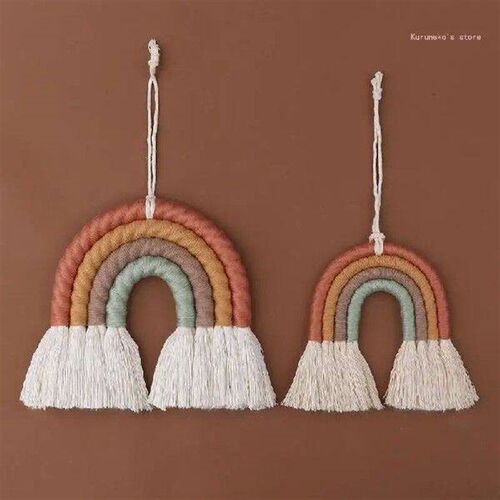 Rainbow Wall Hanging Ornament Handmade Weaving Macrame Home