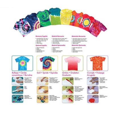 12pcs One Step Tie Dye Kit Vibrant Fabric Textile Permanent