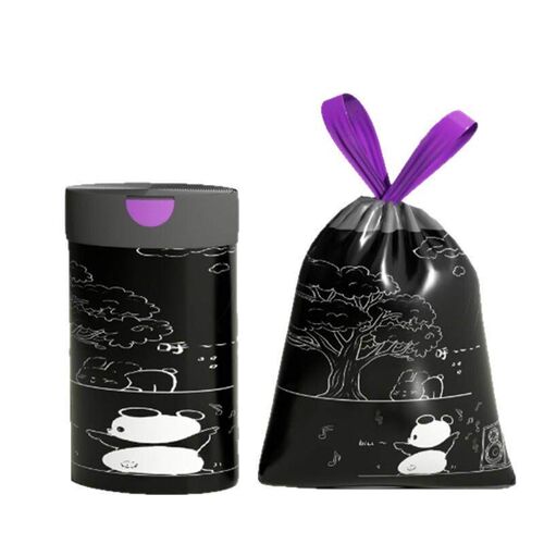 Cartoon Panda Print Drawstring Garbage Bags, Thickened Cute