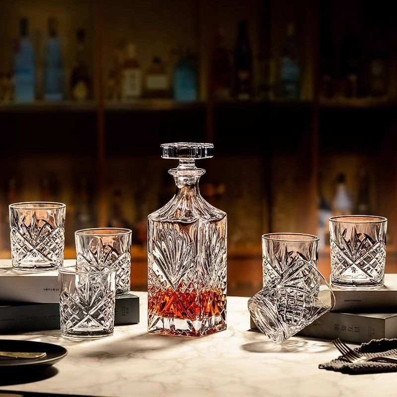 欧式水晶威士忌酒杯酒具装水晶玻璃杯家用酒樽烈酒洋酒杯子杯架