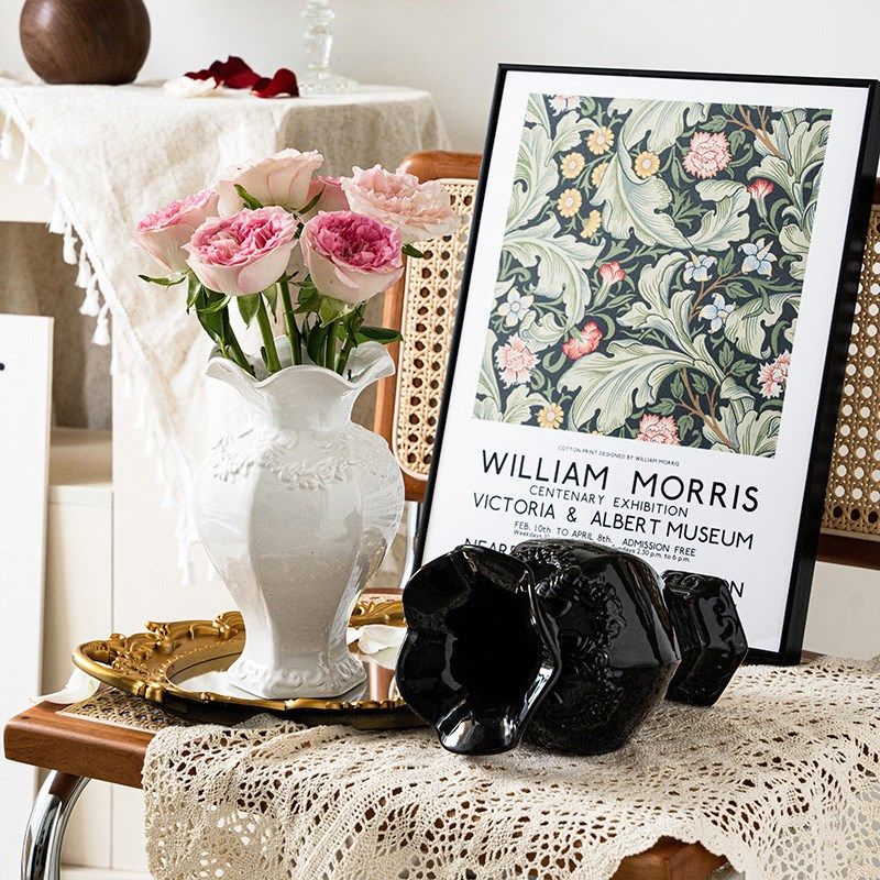 欧式创意陶瓷花瓶白色复古浮雕水养插花鲜花客厅餐桌玄关装饰摆件,家居饰品,花瓶,淘宝优惠券,粉丝福利购,淘宝优惠卷