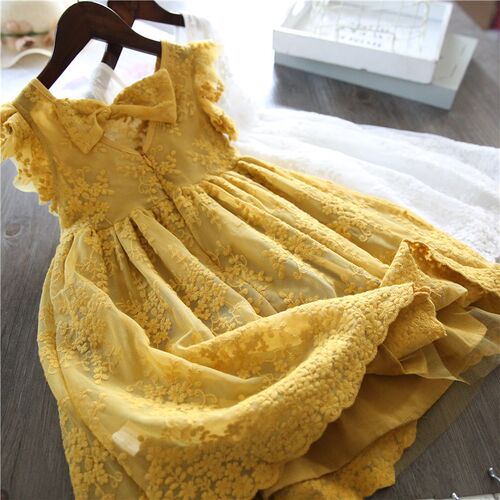 2023 New in Dress for Girls Flower Lace Cute Little girls D