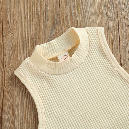 Kids Baby Girls Dress, Solid Color Crew Neck Sleeveless Ribb