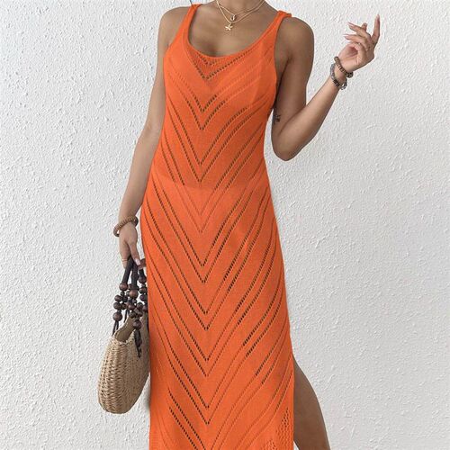 Womens beach womens hollowed out woven vest skirt bikini