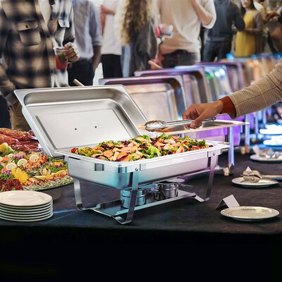 8QT 2 Pack Chafing Dish Buffet Set Stainless Chafer w/ 2 Ful