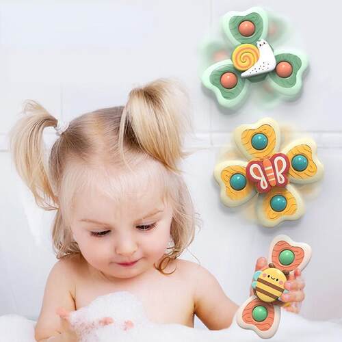3Pcs/Set Baby Bath Toys Funny Bathing Sucker Spinner Suction