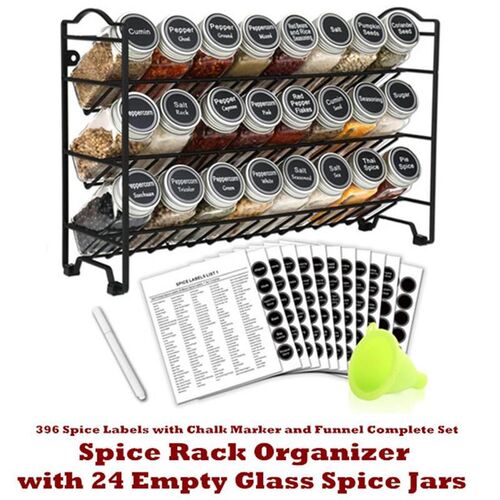 Spice Rack Organizer Glass Spice Jars Seasoning Bottles