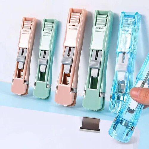 Mini Traceless Reusable Hand Clamp Push Stapler Paper Book F