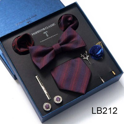 Mens Tie Set Luxury Gift Box Silk Tie Necktie Set 8pcs Insi