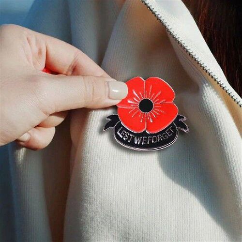 Red Poppy Flower Lapel Metal Poppy Flower Pins Lest We