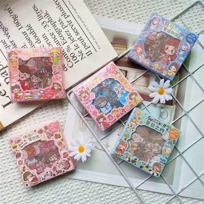 Cartoon 100 Transparent Boxed Hand Account Stickers Statione