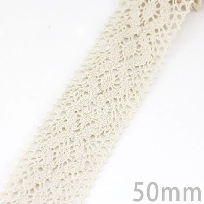 (5Meter/roll) White Beige Cotton Embroidered Lace Net Ribbon