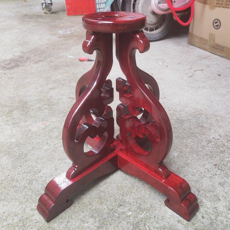 实木提幡杆子底座挂幡杆底木雕挂灯笼落地灯架展示架