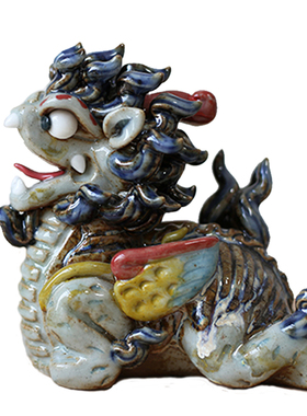 茶宠陶瓷麒麟摆件一对客厅招财可爱新家装饰品摆件小乔迁新居礼品