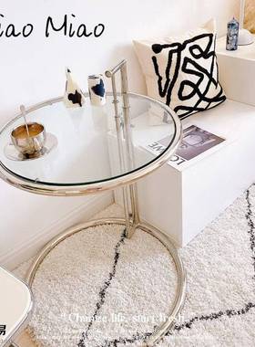升降小茶几网角红ins玻不锈钢中古璃边几TMCJ9241北沙欧简约现代