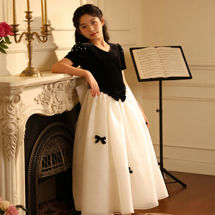 Hanakimi麒美英国品牌轻奢高端定制女童公主裙少女钢琴演奏会礼服