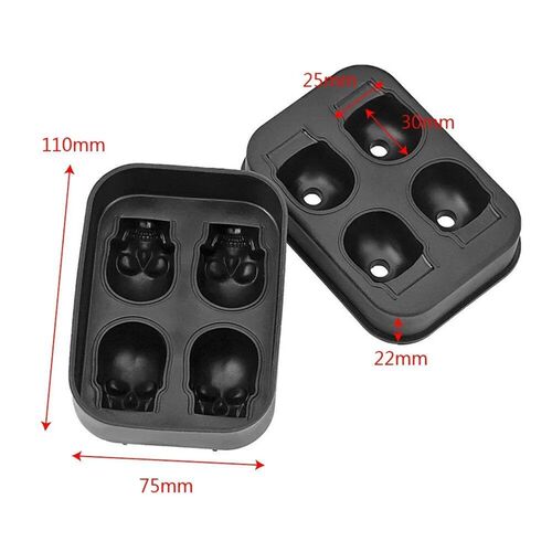 LMETJMA 3D Skull Ice Cube Tray With Funnel Silicone Flexible