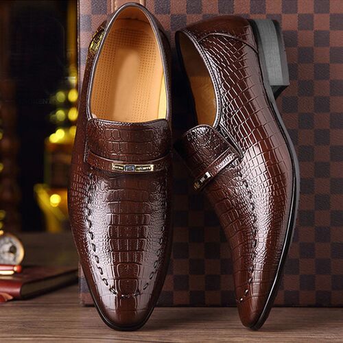 Leather Shoes Mens PU  Luxury Crocodile Pattern Men Business