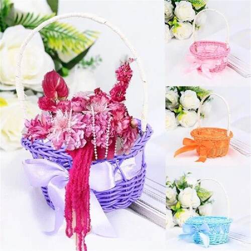 Hand-woven Small Flower Storage Basket Hand-held 8 Colors