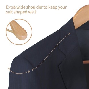 Natural wooden suit hangers, 10 pieces of wooden hangers