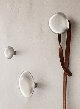 丹麦ferm LIVING不锈钢黄铜挂钩 墙壁打孔衣帽钩精致玄关柜门把手