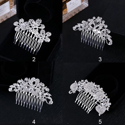 Bridal Wedding Hair Comb Tiara Silver Plated Crystal Rhinest