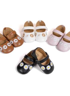 Infant Princess Shoes 女婴公主鞋跨境学步鞋PU软底刺绣花朵