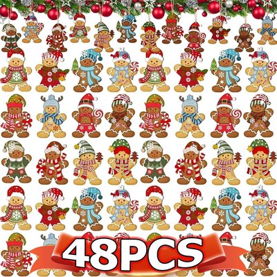 Cute Cartoon Gingerbread Man Ornaments Christmas Tree Wooden