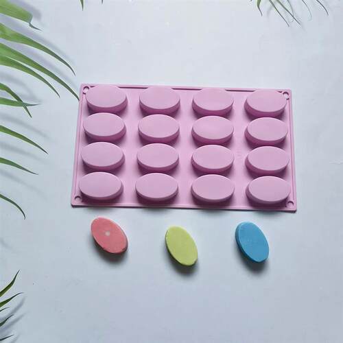 16 Cavity Oval Shaped DIY Handmade Soap Mold Silicone Mold F