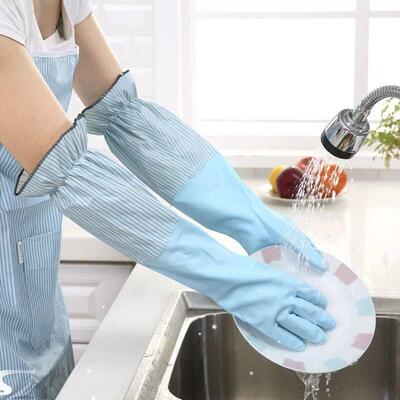 1 Pair Fashion Hemming Plus Velvet Warm Housework Gloves Kit